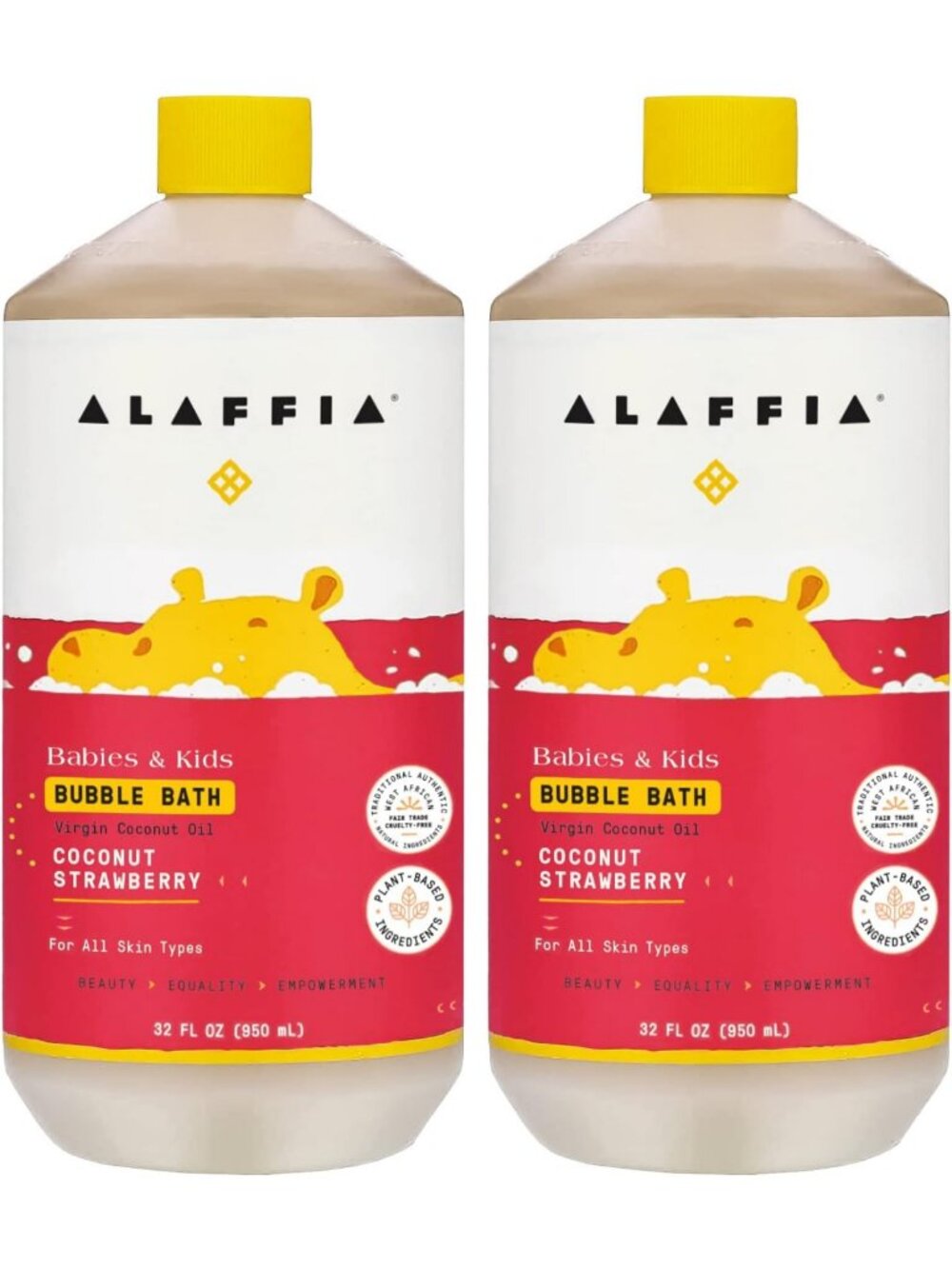 Gentle Coconut Strawberry Bubble Bath for Babies & Kids - 2-Pack, 32 Oz Each